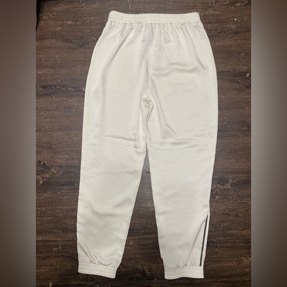 Express Cream and Silver Stripe Silky Casual Jogger Pants - Picture 2 of 9